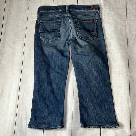 7 For All Mankind Jeans SZ: 26 Blue Denim Bootcut Cut to Shorts - Picture 2 of 8